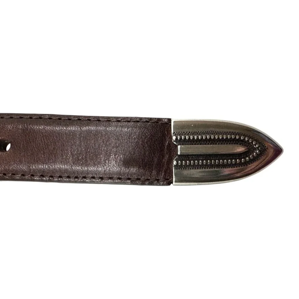 Brighton Onyx Men's 1998 Golf Motif Brown Leather Woven Inlay Belt Size 38